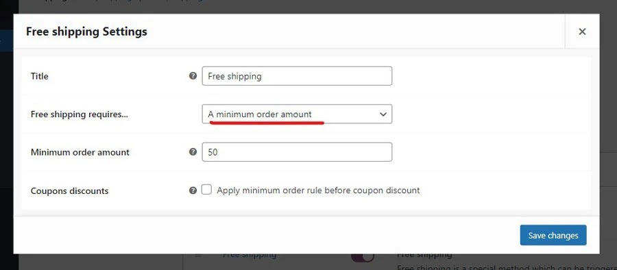 how to enable free shipping over amount in woocommerce