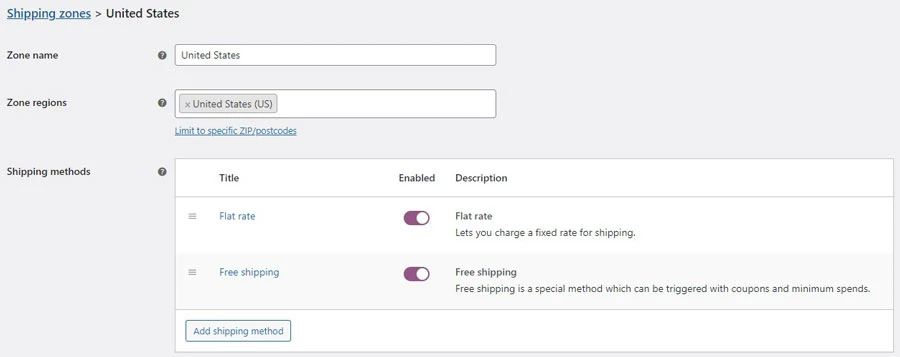 woocommerce flat rate shipping and free shipping
