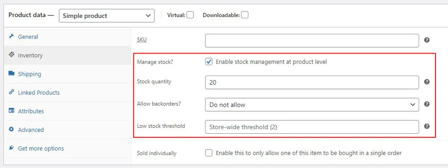 woocommerce how to manage stock