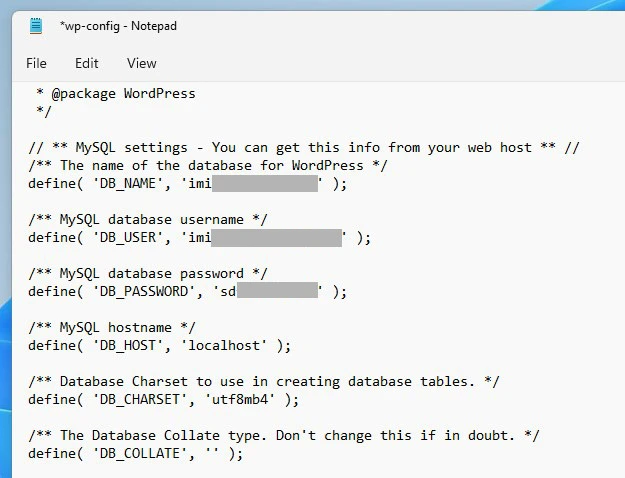 wordpress database login details (credentials) in ftp